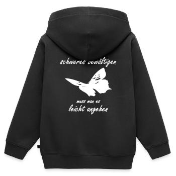 Leichtigkeit Schmetterling - Kinder Premium Organic Zip Hoodie - Schwarz - Hinten - AI Model Kid Male (0cm)