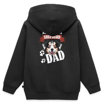 Australian Shepherd Dad, Hundepa - Sweat Premium à capuche zippé enfant bio - noir - Dos - AI Model Kid Male (0cm)