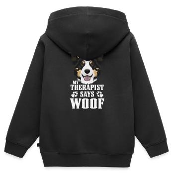 Mein Therapeut macht Wuff, Border Collie - Kinder Premium Organic Zip Hoodie - Schwarz - Hinten - AI Model Kid Male (0cm)