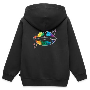 LGBTQ Parade Regenbogenfahne Kuss - Kinder Premium Organic Zip Hoodie - Schwarz - Hinten - AI Model Kid Male (0cm)