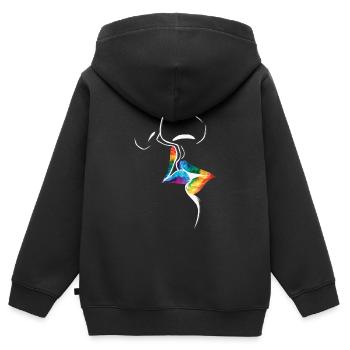 LGBTQ Parade Regenbogenfahne Kuss - Kinder Premium Organic Zip Hoodie - Schwarz - Hinten - AI Model Kid Male (0cm)