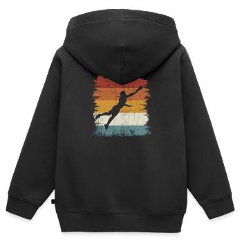Rétro vintage Ultimate Frisbee - Sweat Premium à capuche zippé enfant bio - noir - Dos - AI Model Kid Male (0cm)
