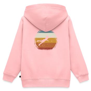Rétro vintage Ultimate Frisbee - Sweat Premium à capuche zippé enfant bio - rose - Dos - AI Model Kid Female (0cm)