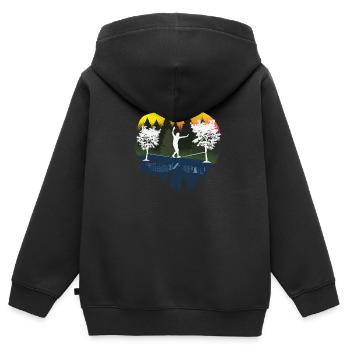 Slackline, Balance Sport - Sweat Premium à capuche zippé enfant bio - noir - Dos - AI Model Kid Male (0cm)