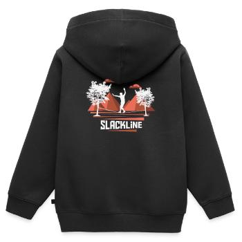 Slackline, Balance Sport - Kinder Premium Organic Zip Hoodie - Schwarz - Hinten - AI Model Kid Male (0cm)