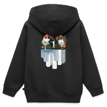 Slackline, Balance Sport - Kinder Premium Organic Zip Hoodie - Schwarz - Hinten - AI Model Kid Male (0cm)