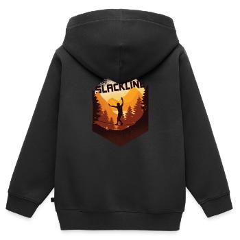 Slackline, Balance Sport - Sweat Premium à capuche zippé enfant bio - noir - Dos - AI Model Kid Male (0cm)