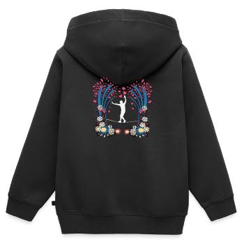Slackline, Balance Sport - Sweat Premium à capuche zippé enfant bio - noir - Dos - AI Model Kid Male (0cm)