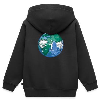 Slackline, Balance Sport - Sweat Premium à capuche zippé enfant bio - noir - Dos - AI Model Kid Male (0cm)