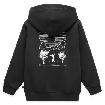 Slackline, Balance Sport - Sweat Premium à capuche zippé enfant bio - noir - Dos - AI Model Kid Male (0cm)