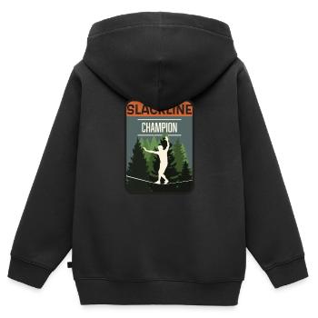 Slackline, Balance Sport - Kinder Premium Organic Zip Hoodie - Schwarz - Hinten - AI Model Kid Male (0cm)