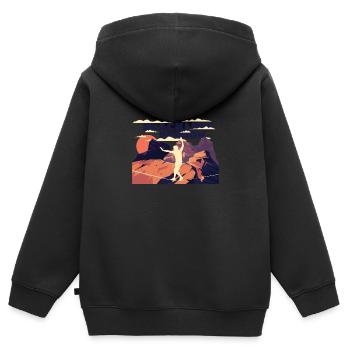 Slackline, Balance Sport - Sweat Premium à capuche zippé enfant bio - noir - Dos - AI Model Kid Male (0cm)