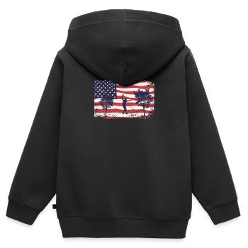 Slackline du drapeau américain - Sweat Premium à capuche zippé enfant bio - noir - Dos - AI Model Kid Male (0cm)