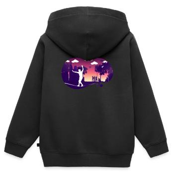 Slackline, Urbain, Lifestyle & City - Sweat Premium à capuche zippé enfant bio - noir - Dos - AI Model Kid Male (0cm)