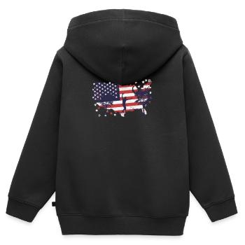 Slackline du drapeau américain - Sweat Premium à capuche zippé enfant bio - noir - Dos - AI Model Kid Male (0cm)