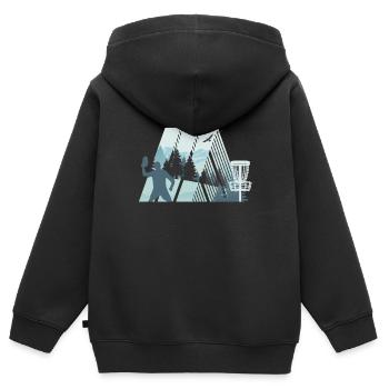 Trendsport Discgolf, Natur, Geometrie Design - Kinder Premium Organic Zip Hoodie - Schwarz - Hinten - AI Model Kid Male (0cm)