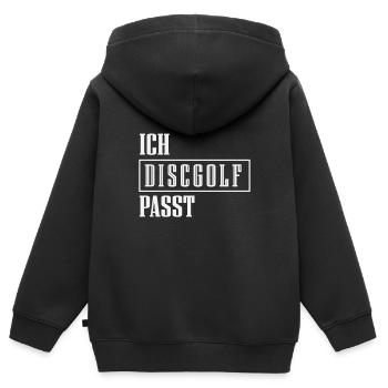 Ich, Discgolf, passt, Trendsport Disc Golf - Kinder Premium Organic Zip Hoodie - Schwarz - Hinten - AI Model Kid Male (0cm)