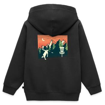 Trendsport Discgolf, Natur, Geometrie Design - Kinder Premium Organic Zip Hoodie - Schwarz - Hinten - AI Model Kid Male (0cm)