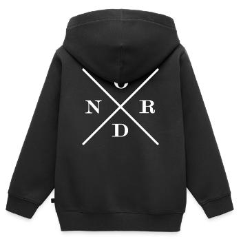 Côte Nord Mer du Nord Capitaine moin moin enfant côtier - Sweat Premium à capuche zippé enfant bio - noir - Dos - AI Model Kid Male (0cm)
