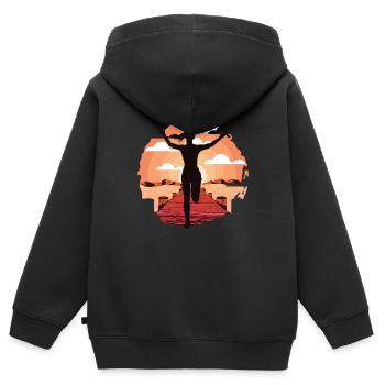 Jump Shoes Fitness Fitness Femme - Sweat Premium à capuche zippé enfant bio - noir - Dos - AI Model Kid Male (0cm)