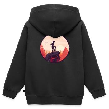 Rope Jumping Rope Jumping Frau - Kinder Premium Organic Zip Hoodie - Schwarz - Hinten - AI Model Kid Male (0cm)