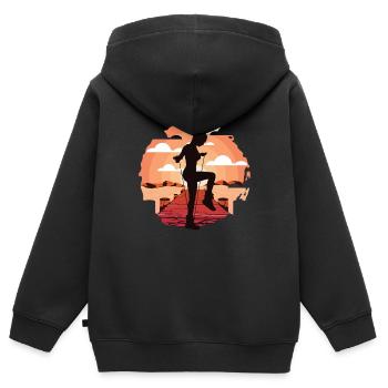 Rope Jumping Rope Jumping Frau - Kinder Premium Organic Zip Hoodie - Schwarz - Hinten - AI Model Kid Male (0cm)