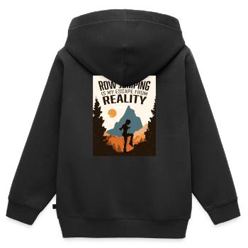 Rope Jumping, Rope Jumping Frau - Kinder Premium Organic Zip Hoodie - Schwarz - Hinten - AI Model Kid Male (0cm)