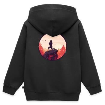 HIIT Fitness Frau - Kinder Premium Organic Zip Hoodie - Schwarz - Hinten - AI Model Kid Male (0cm)