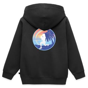 HIIT Fitness Frau - Kinder Premium Organic Zip Hoodie - Schwarz - Hinten - AI Model Kid Male (0cm)
