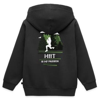 HIIT Passion - Sweat Premium à capuche zippé enfant bio - noir - Dos - AI Model Kid Male (0cm)