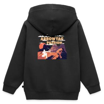 Arrowtag Passion - Sweat Premium à capuche zippé enfant bio - noir - Dos - AI Model Kid Male (0cm)