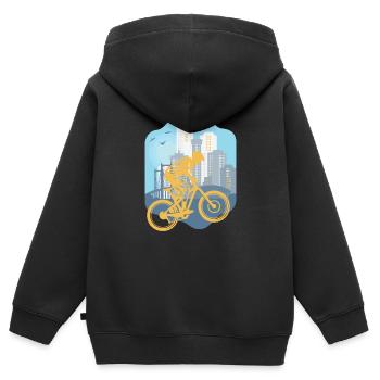 Skyline Descente - Sweat Premium à capuche zippé enfant bio - noir - Dos - AI Model Kid Male (0cm)