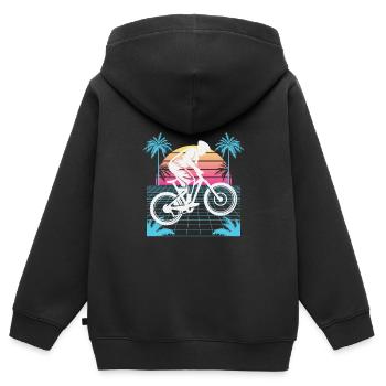 Vaporwave Descente - Sweat Premium à capuche zippé enfant bio - noir - Dos - AI Model Kid Male (0cm)