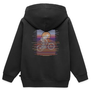 Lignes en descente - Sweat Premium à capuche zippé enfant bio - noir - Dos - AI Model Kid Male (0cm)