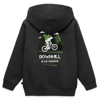 Passion pour la descente - Sweat Premium à capuche zippé enfant bio - noir - Dos - AI Model Kid Male (0cm)