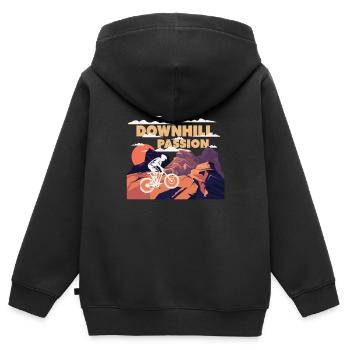 Passion pour la descente - Sweat Premium à capuche zippé enfant bio - noir - Dos - AI Model Kid Male (0cm)