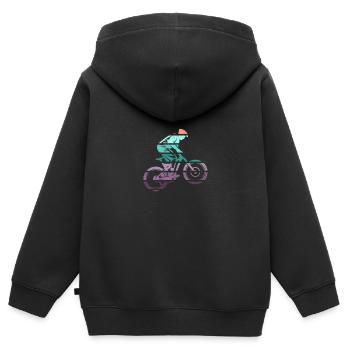 Descente rétro - Sweat Premium à capuche zippé enfant bio - noir - Dos - AI Model Kid Male (0cm)