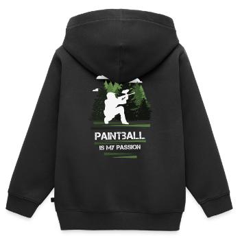 Paintball Passion - Sweat Premium à capuche zippé enfant bio - noir - Dos - AI Model Kid Male (0cm)