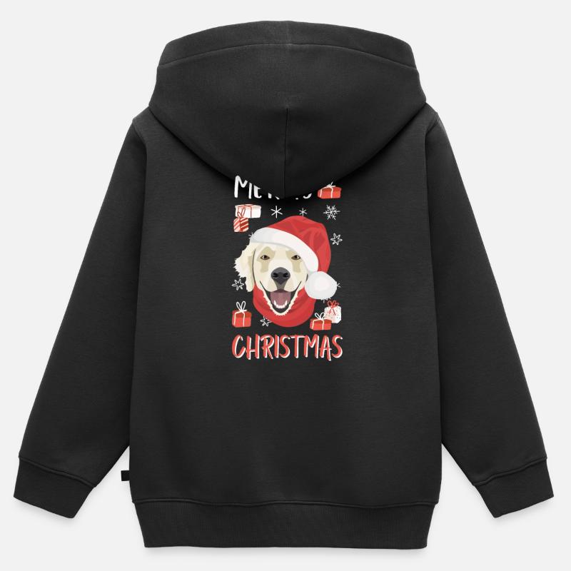 Golden Retriever Joyeux Noël - Sweat Premium à capuche zippé enfant bio - noir