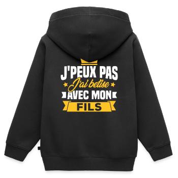 Ich kann nicht mit meinem Sohn wetten - Kinder Premium Organic Zip Hoodie - Schwarz - Hinten - AI Model Kid Male (0cm)