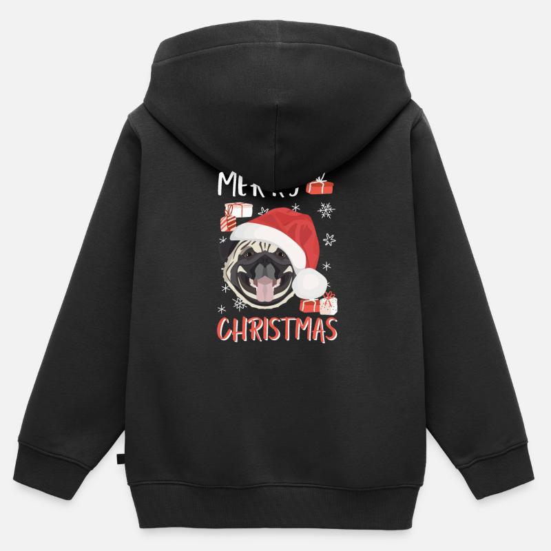 Carlin Joyeux Noël - Sweat Premium à capuche zippé enfant bio - noir