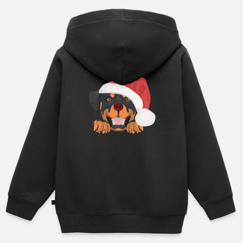 Rottweiler Joyeux Noël - Sweat Premium à capuche zippé enfant bio - noir