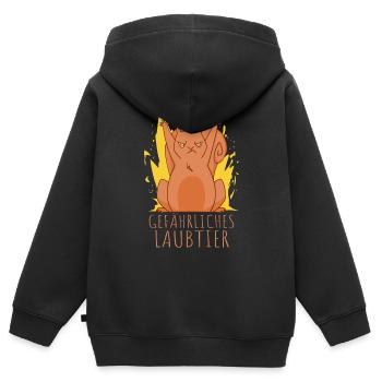 Gefährliches Laubtier Eichhörnchen - Kinder Premium Organic Zip Hoodie - Schwarz - Hinten - AI Model Kid Male (0cm)