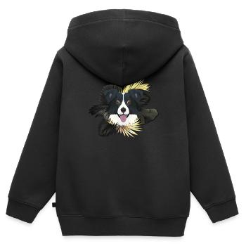 Golden Dog Border Collie - Sweat Premium à capuche zippé enfant bio - noir - Dos - AI Model Kid Male (0cm)