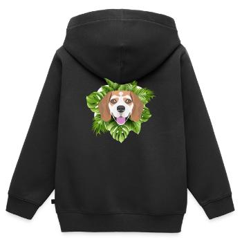 Tropical Beagle - Sweat Premium à capuche zippé enfant bio - noir - Dos - AI Model Kid Male (0cm)