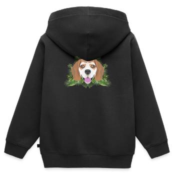 Tropical Beagle - Sweat Premium à capuche zippé enfant bio - noir - Dos - AI Model Kid Male (0cm)