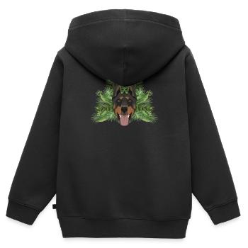 Tropical Doberman - Sweat Premium à capuche zippé enfant bio - noir - Dos - AI Model Kid Male (0cm)