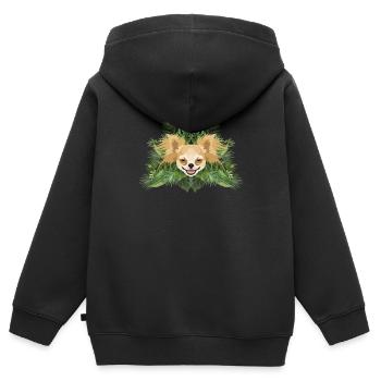 Tropical Chihuahua - Sweat Premium à capuche zippé enfant bio - noir - Dos - AI Model Kid Male (0cm)