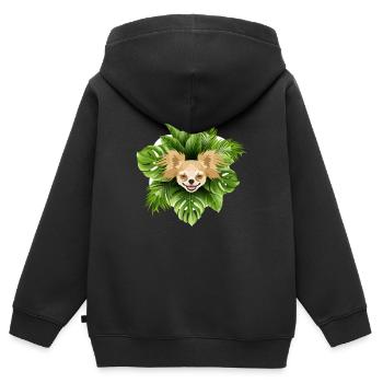 Tropical Chihuahua - Sweat Premium à capuche zippé enfant bio - noir - Dos - AI Model Kid Male (0cm)