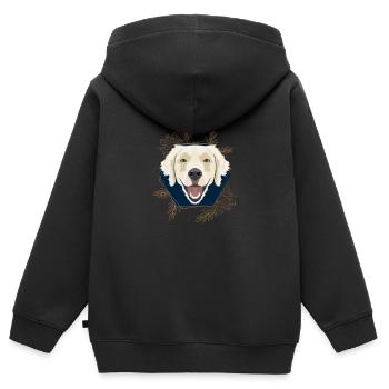 Goldener Hund Golden Retriever - Kinder Premium Organic Zip Hoodie - Schwarz - Hinten - AI Model Kid Male (0cm)